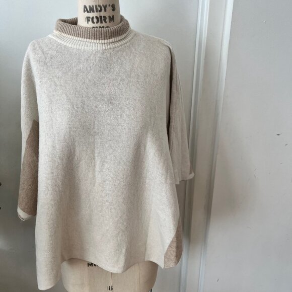 Note di Anita Wool Cashmere Blend High Neck Poncho Sweater One Size - Picture 2 of 6